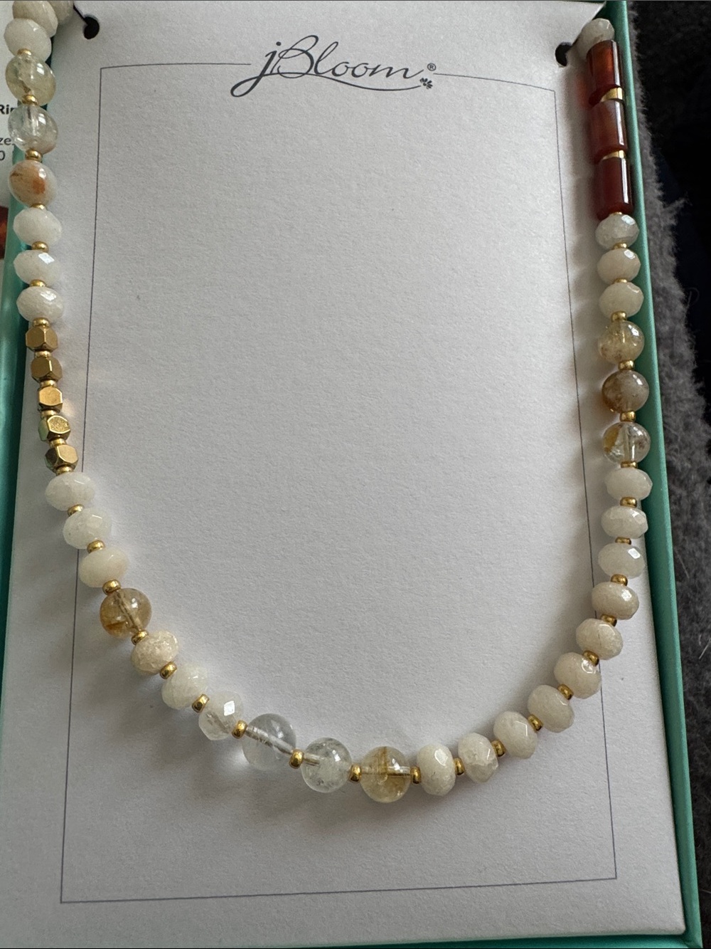 bloom Cream Gold Amber Faceted Bead Sundance Stainless Steel Necklace jewelry